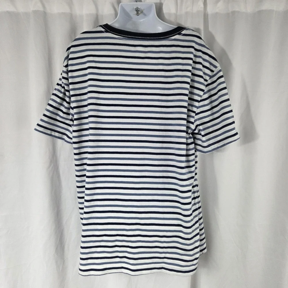 Old Navy Boys Size Large Short Sleeve  Crew Neck T Shirt Stripes Blue White